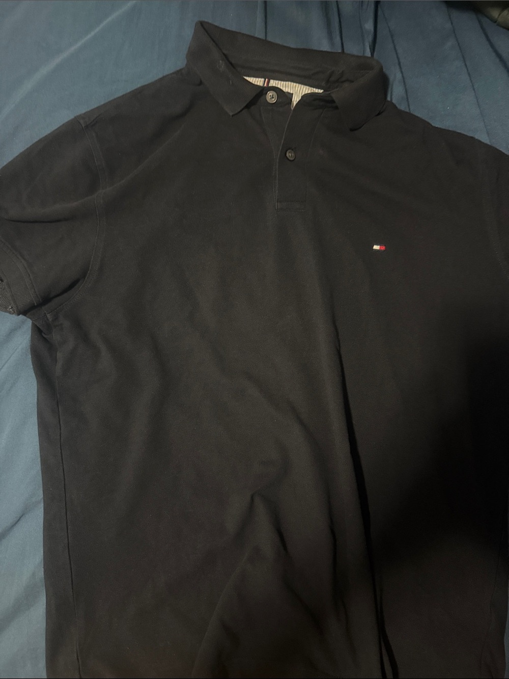 Tommy Hilfiger Black Polo with Signature Flag